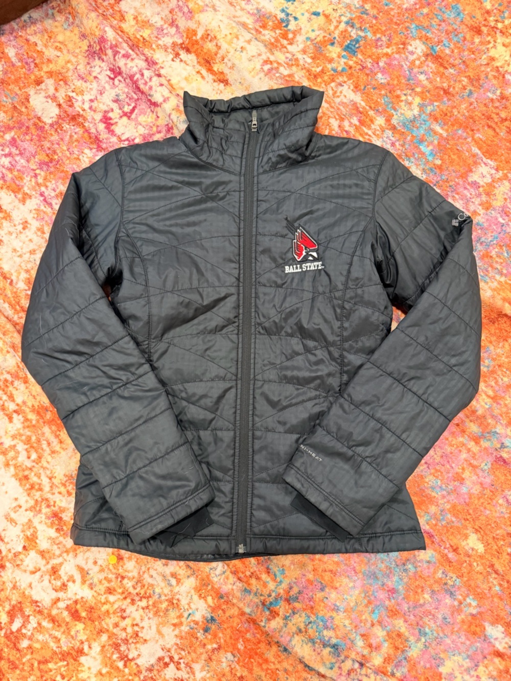 Columbia Omni-Heat Puffer Jacket Ball State Cardinals Black Full Zip Size M